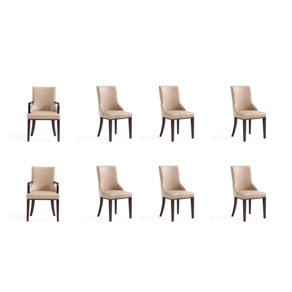 Manhattan Comfort Shubert 8-Piece Faux Leather and Velvet Dining Chair Set in Tan 8-DC055AR-TN - main